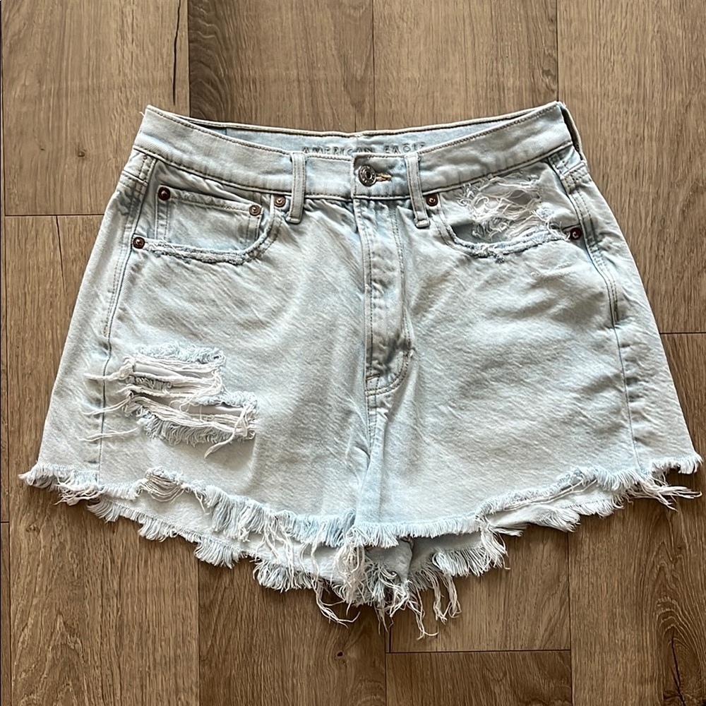 American Eagle Outfitters Light Wash Distressed Jean Shorts